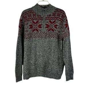 Croft & Barrow Men's 1/4 Zip Mock Neck Snowflake Sweater XL